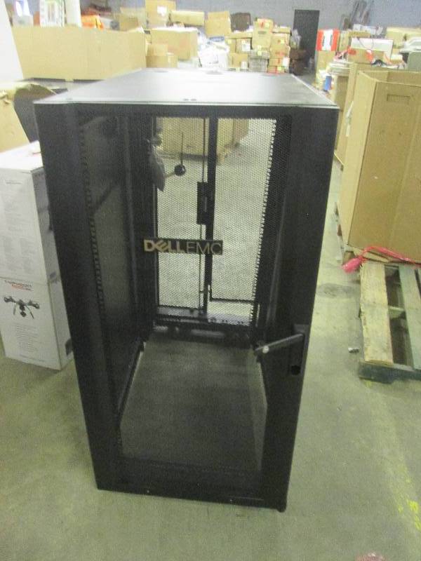 lot 33 image: Dell EMC heavy duty rack on wheels ...