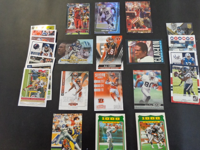 lot 25 image: 25 NFL Star Wide Receiver Football Cards W Larry Fitzgerald & Jerry Rice