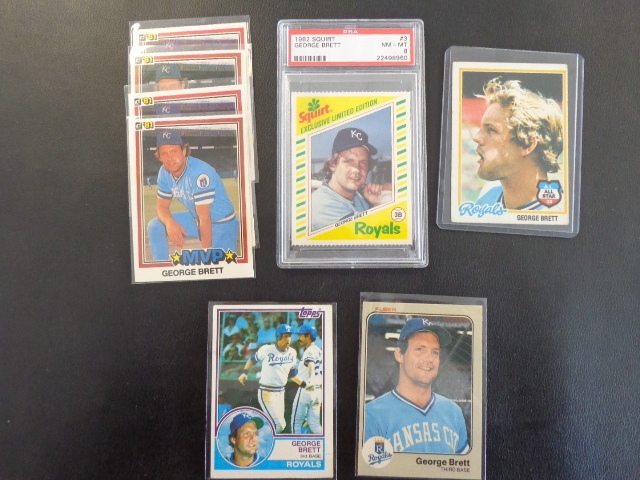 lot 27 image: George Brett Baseball Cards w Graded 7 Slabbed 1982 Squirt Cards