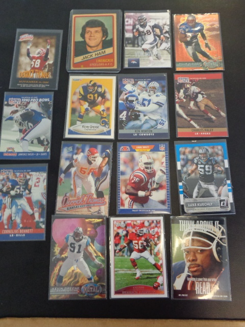 lot 81 image: Star NFL Linebackers Football Cards w Jack Ham, Von Miller & Lawrence Taylor