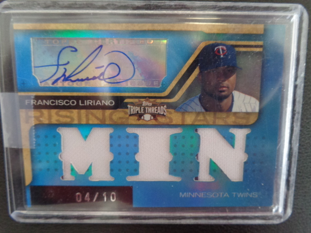 lot 82 image: 2008 Topps Francisco Liriano Autographed Jersey Card 4 of 10 In Existence