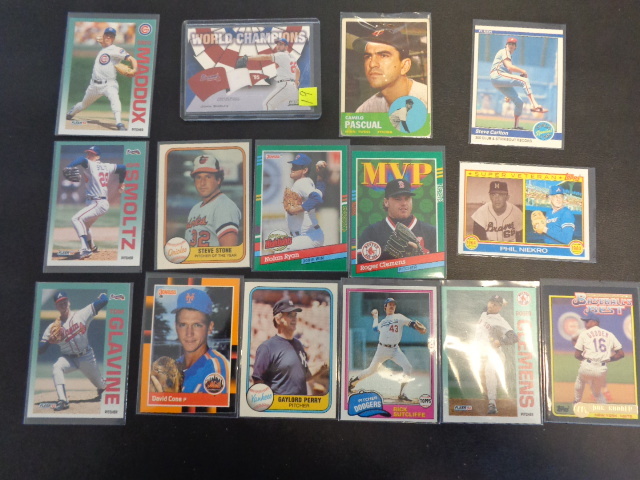 lot 91 image: John Smoltz World Series Game Worn Jersey Card, Vintage Pascual & Other Pitchers