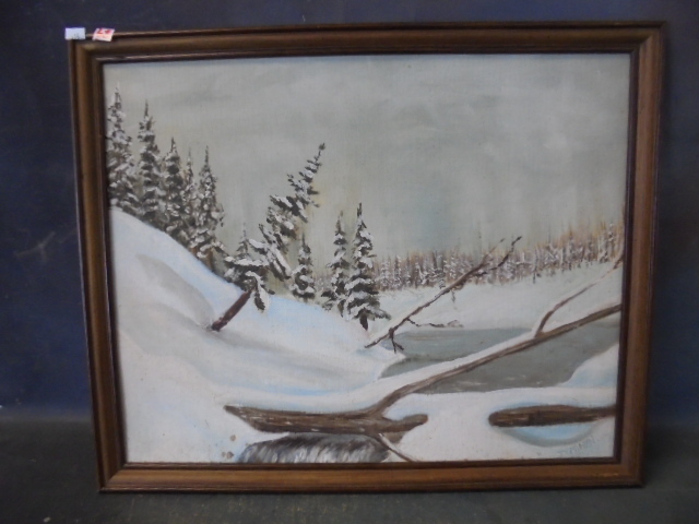 lot 63 image: Winter Scene Painting