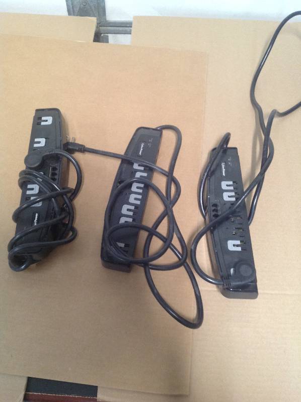 Three Power Strips - Cyber Power - 7 Outlets and two Phone Outlets