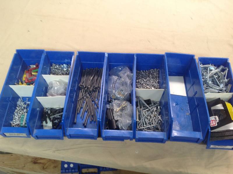 Seven Bins of Nails, Screws and Hardware