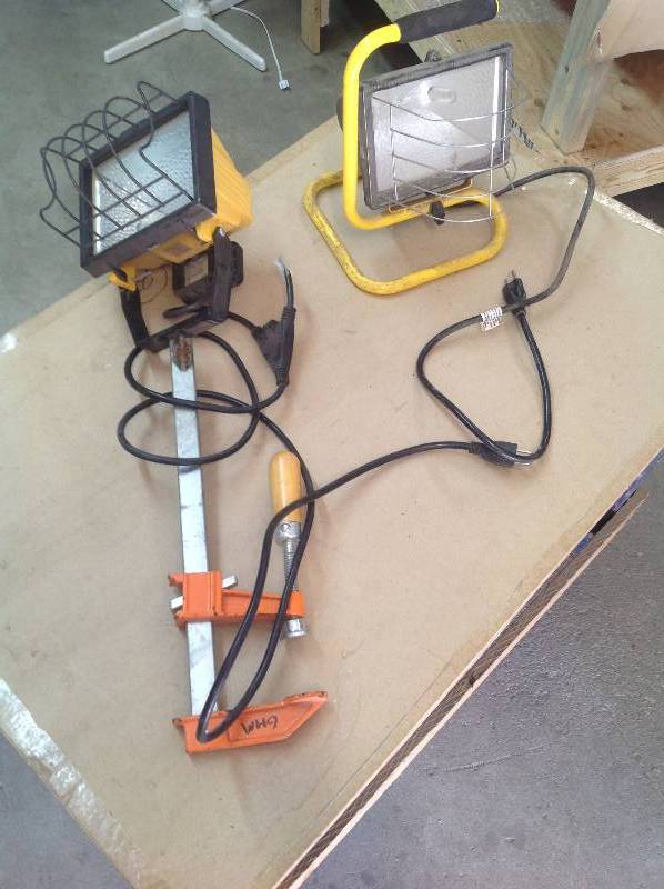 Two Shop Lights - one with Small Stand and one with a Clamp