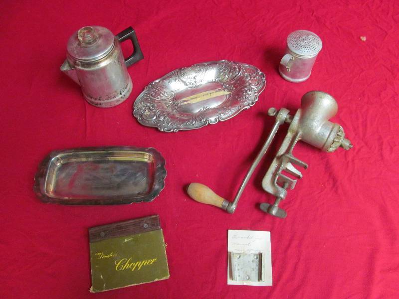 Wards food chopper, coffeepot, chopper knife