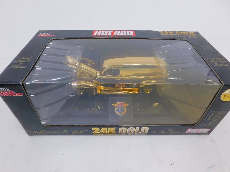 lot 98 image: Hot Rod Magazine 24K Gold Plated Die Cast