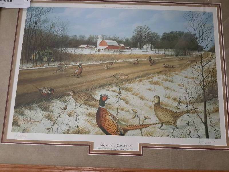 lot 42 image: Wooden Birdm, Ringnecks After Gravel