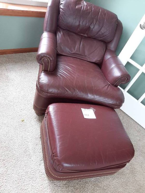 lot 11 image: Hancock and Moore, Leather easy chair and Ottoman