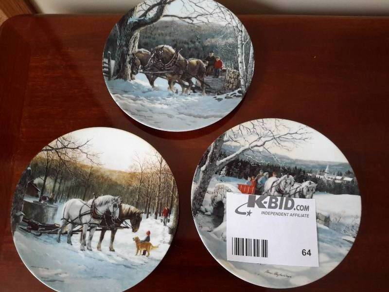 lot 64 image: 3, collector Plates, Northwoods Heritage Series