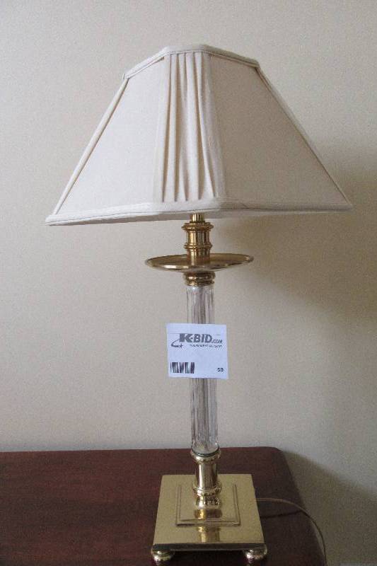 lot 50 image: 2, Brass and Crystal Base Table lamps.. Matching