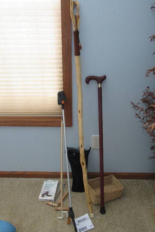 lot 205 image: Canes.. Walkin Stick.  Support Stockings