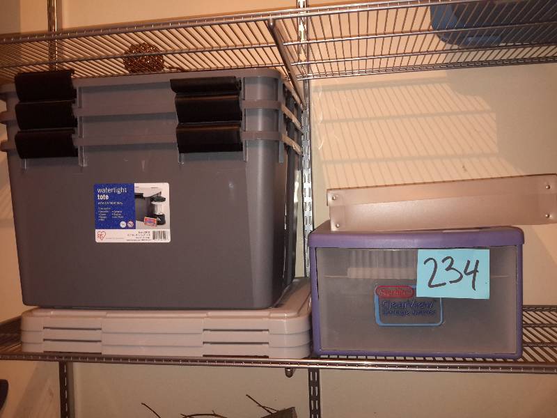 lot 234 image: 3 water tight containers with covers.. 1, plastic drawer