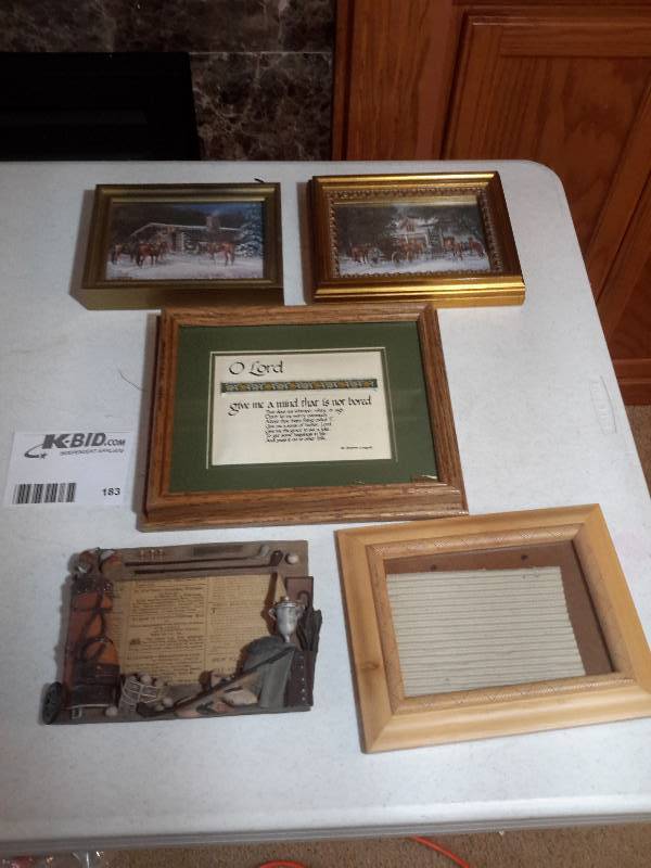 lot 183 image: 5 pictures and frames.. See closeup