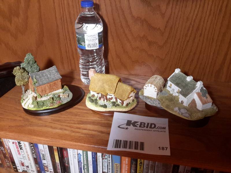 lot 187 image: 3 small cottage replicas as pictured..