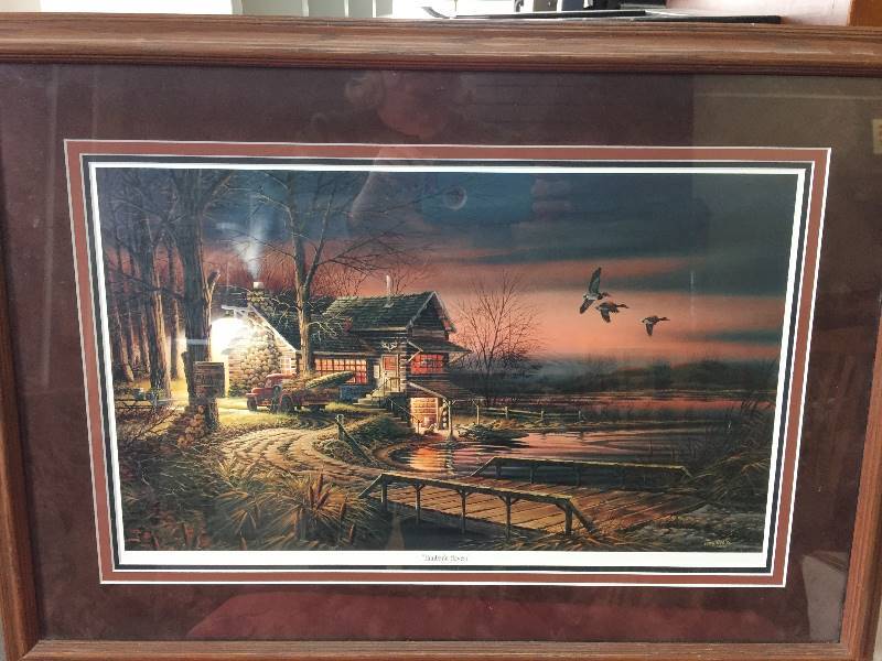 lot 33 image: Redlin Framed Print Hunters Haven
