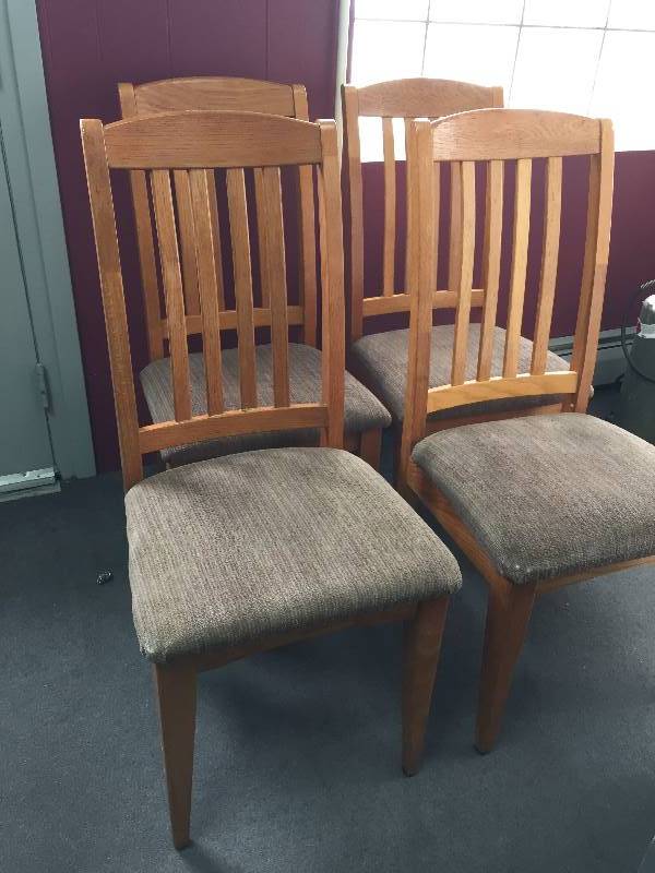 lot 3 image: Four Chairs Wood with Padded Seats