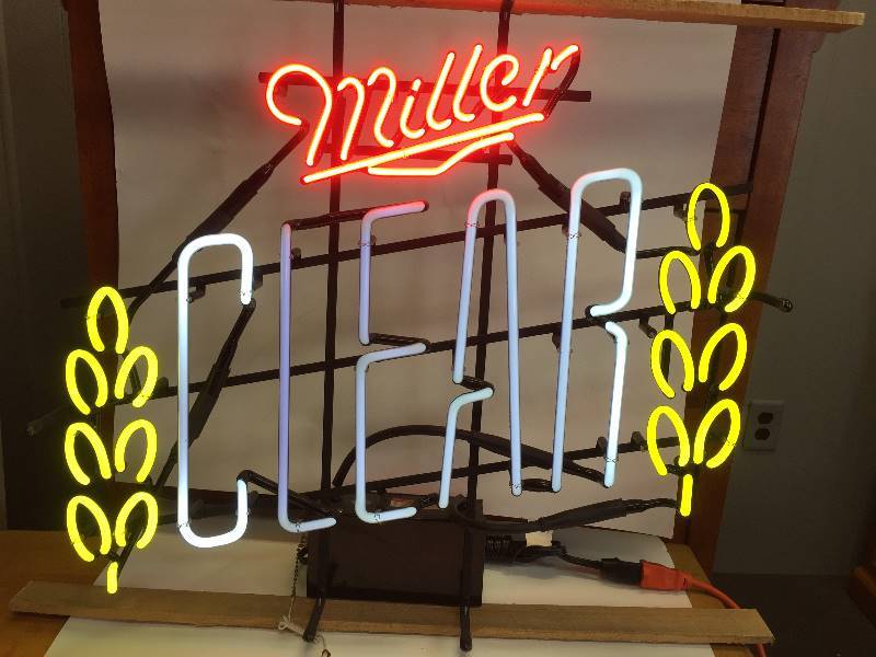 lot 2 image: NOS Miller Clear Neon Sign