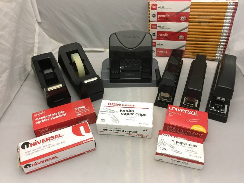 lot 30 image: Office Supplies - Staplers, 2 Hole Punch, Tape Dispensers, more
