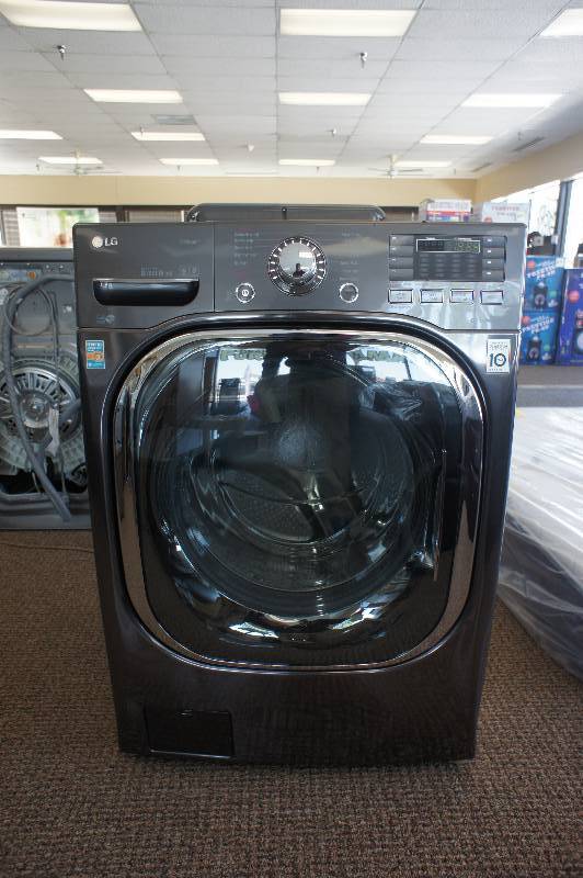 lot 13 image: NEW SCRATCH AND DENT - LG MODEL # (WM4370HKA) - Front-Loading Washer - Black stainless Steel  - MSRP $ 1099.99 - TESTED WORKS