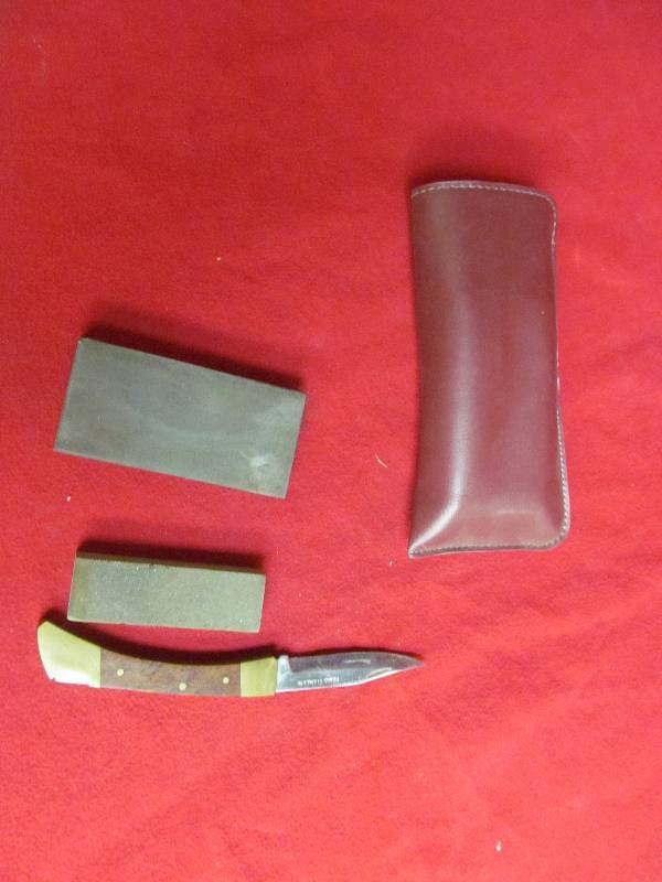 wet stones, knife