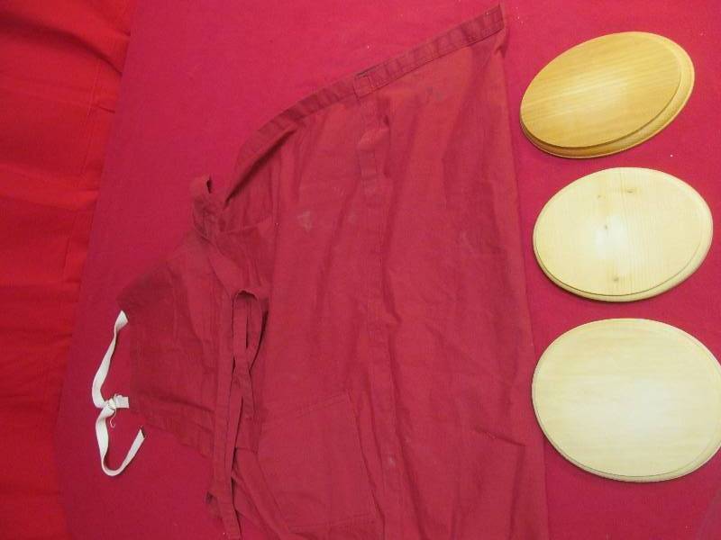 wood carvers apron, display plaques