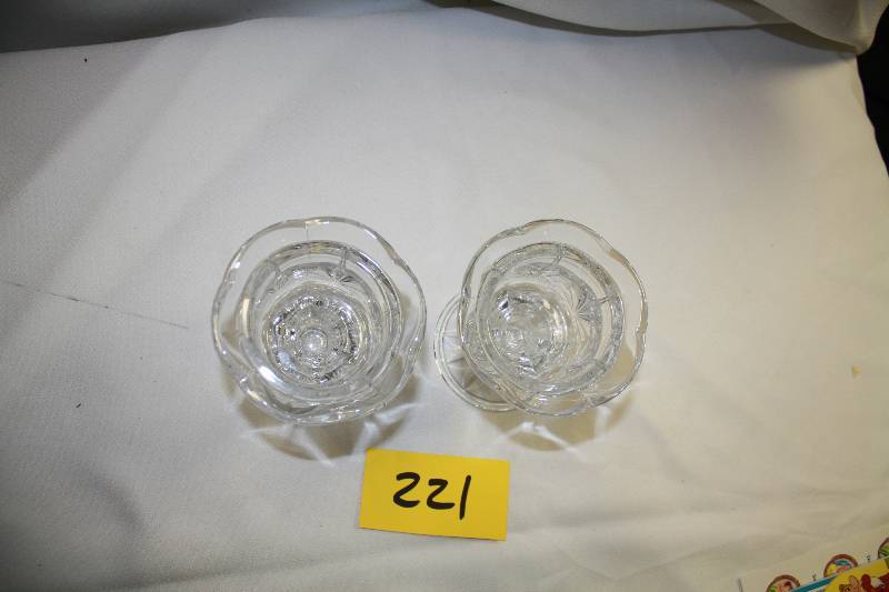 lot 221 image: Princess House Crystal Cut Candlestick holders