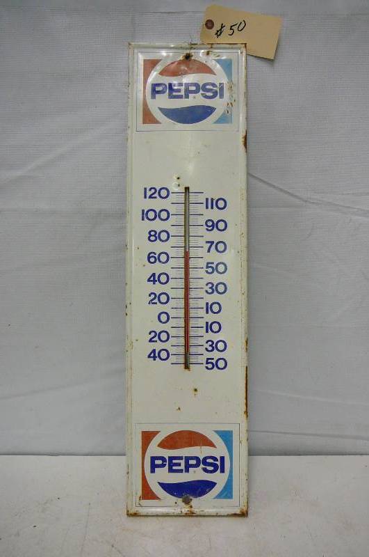 lot 50 image: Tin Pepsi thermometer