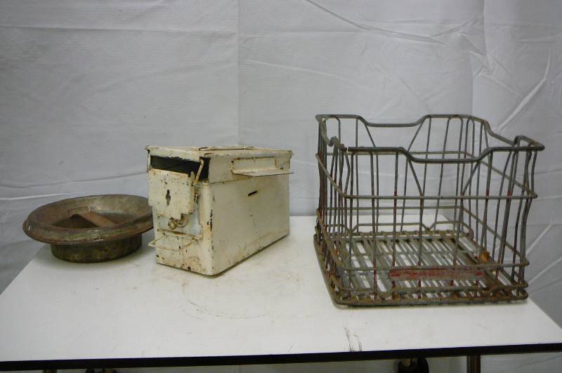 lot 87 image: Ammo Box, Cream Can Lid, Milk Create