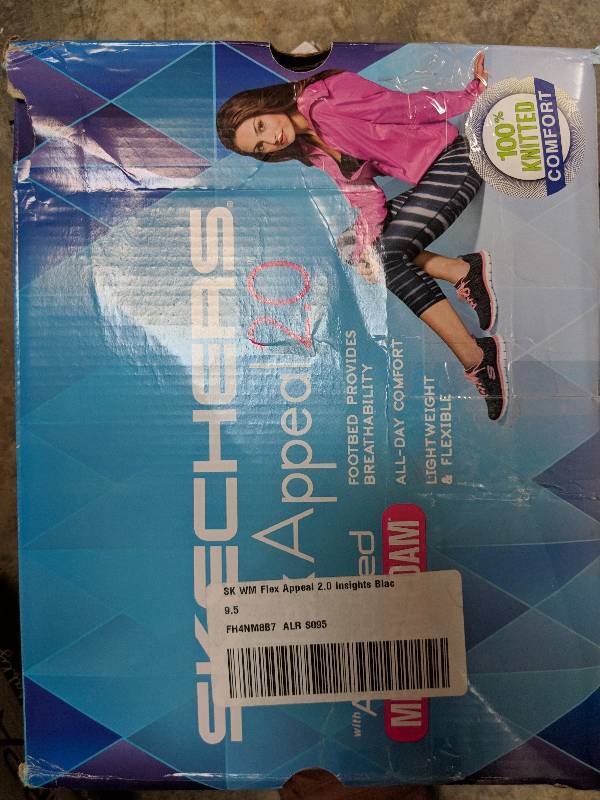 lot 113 image: Skechers Womens Flex Appeal 2.0 Insights Slip-On Walking Shoe - Black-Rose Gold 9.5