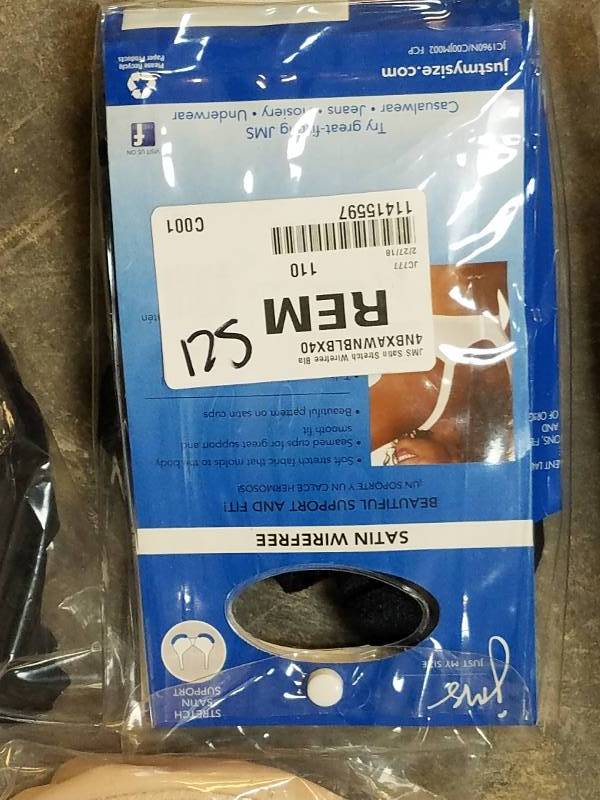 lot 125 image: Just My Size Satin Stretch Wirefree Bra - Black 40 DD