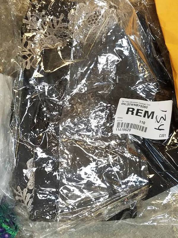 lot 134 image: AX Paris Womens Contrast-Crochet Multi-Strap Bodycon Dress - Black-Gray 6