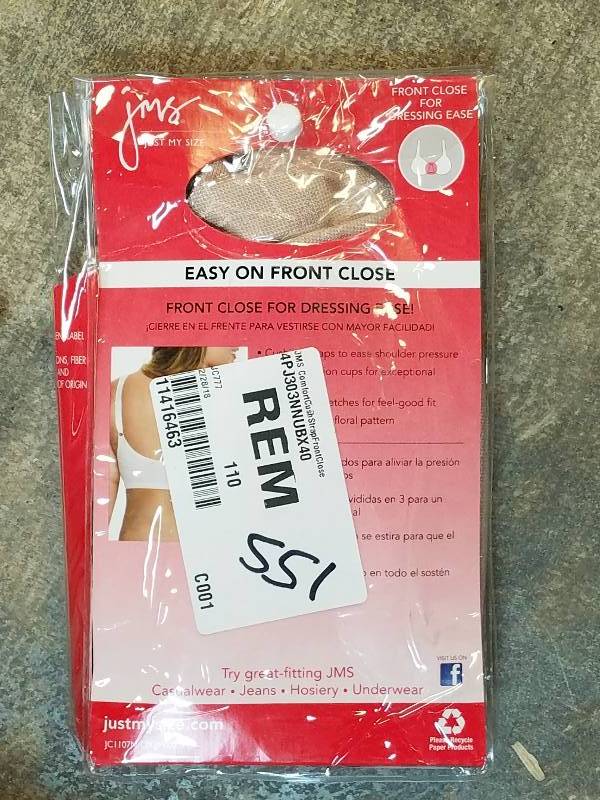 lot 155 image: Just My Size Comfort Cushion-Strap Front-Close Bra - Nude 40 DD