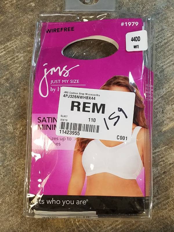 lot 159 image: Just My Size Cushion Strap Minimizer Bra - White 44 DD