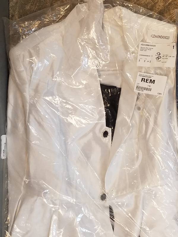 lot 186 image: Nubiano Plus 2-pc. Peplum Brooch Suit - White-Black 20W