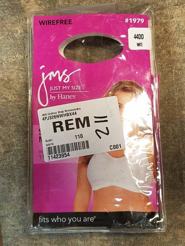 lot 211 image: Just My Size Cushion Strap Minimizer Bra - White 44 DD