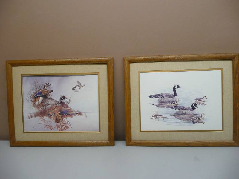 lot 30 image: CHARLES MURPHY ARTWORK - DUCKS & GEESE FRAMED ARTWORK (THE TWO VALUED AT OVER $200.00) - NEED NEW GLASS - APPROX 22 BY 18 - SEE PICTURES