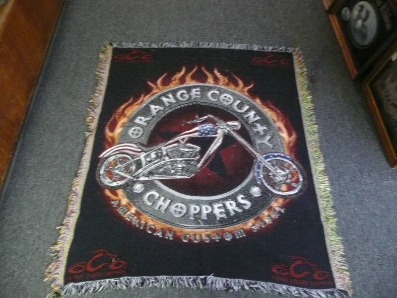 lot 39 image: VINTAGE ORANGE COUNTY CHOPPERS TAPESTRY - APPROX 46 BY 54 - SEE PICTURES