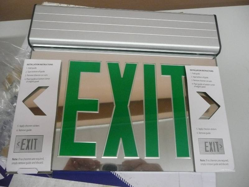 lot 50 image: NEW IN BOX - Green LED EDGE LIT Emergency Exit Light Sign - Edge Lit  LITHONIA LIGHTING - SEE PICTURES