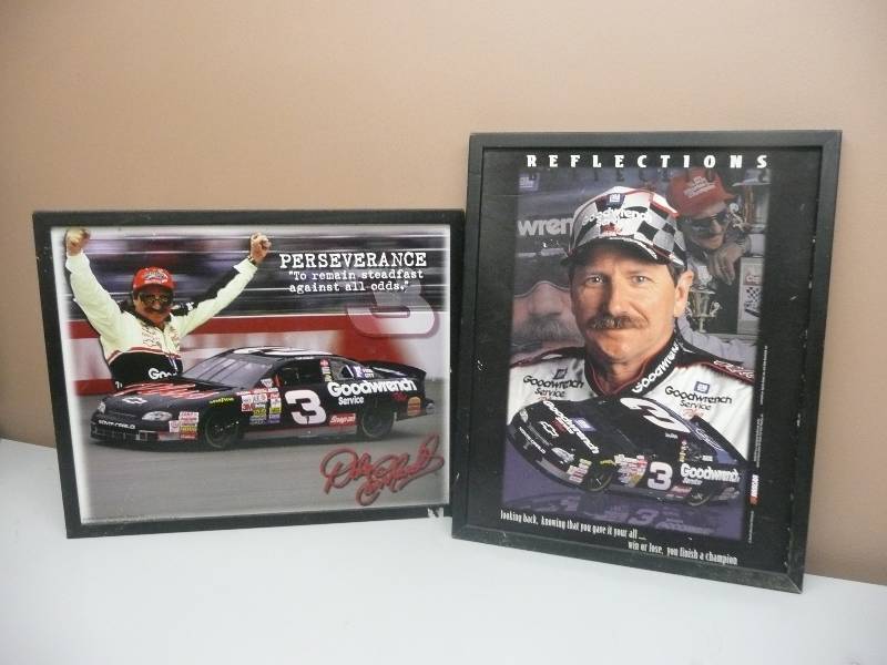 lot 52 image: 2 VINTAGE DALE EARNHARDT FRAMED PICTURES - APPROX 23 BY 18 - SEE PICTURES