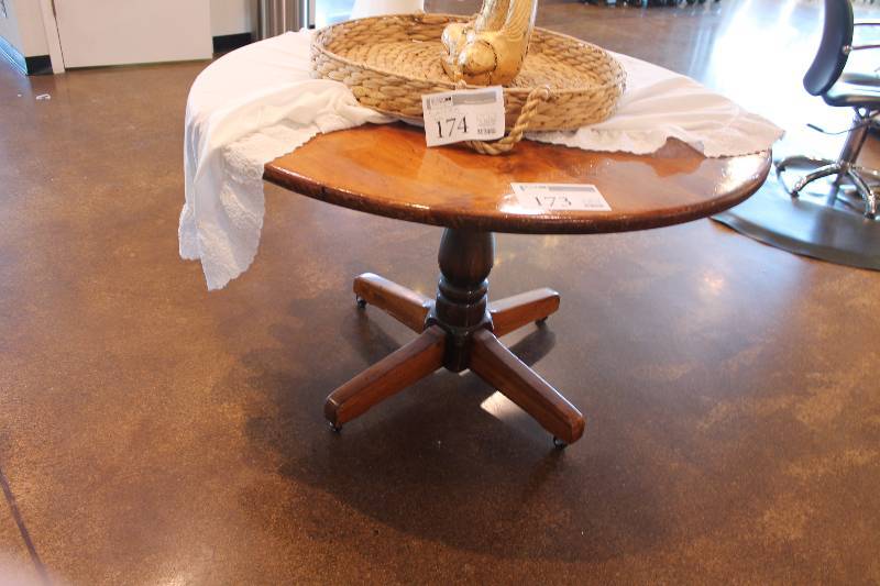lot 173 image: Rolling 48in. Wood Dining Table