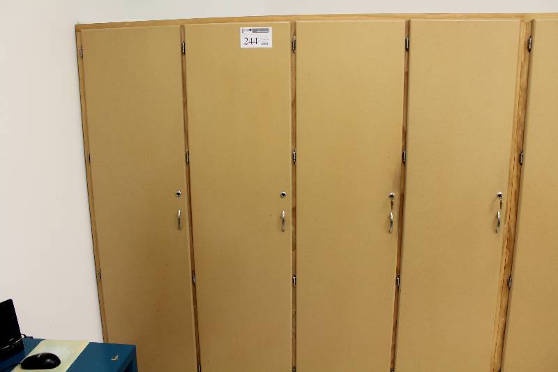 lot 244 image: 4-Door 12-Drawer 1-Shelf Wood Cabinet