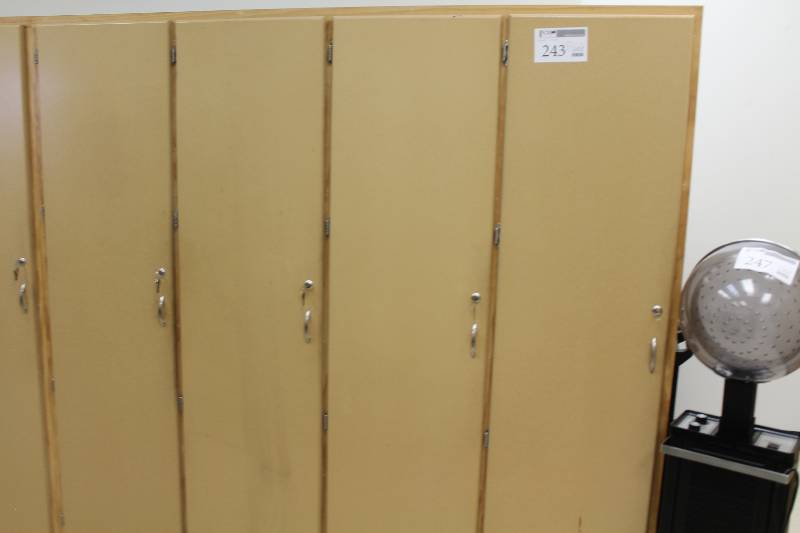 lot 243 image: 4-Door 12-Drawer 1-Shelf Wood Cabinet