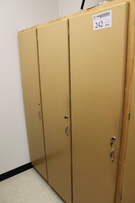 lot 242 image: 4-Door 12-Drawer 1-Shelf Wood Cabinet