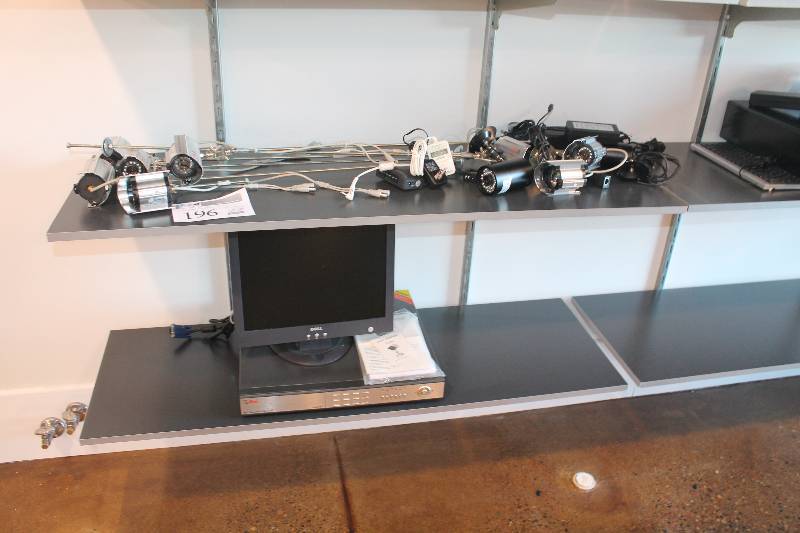 lot 196 image: Surveillance Camera System - 10-Cameras, Dell Display, Q-See 16-Channel DVR, Manual