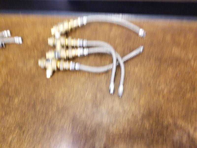 lot 406 image: Lot of (4) Watts Regulator 12in. SD-M3 Backflow Preventer Valves w Flex Hose