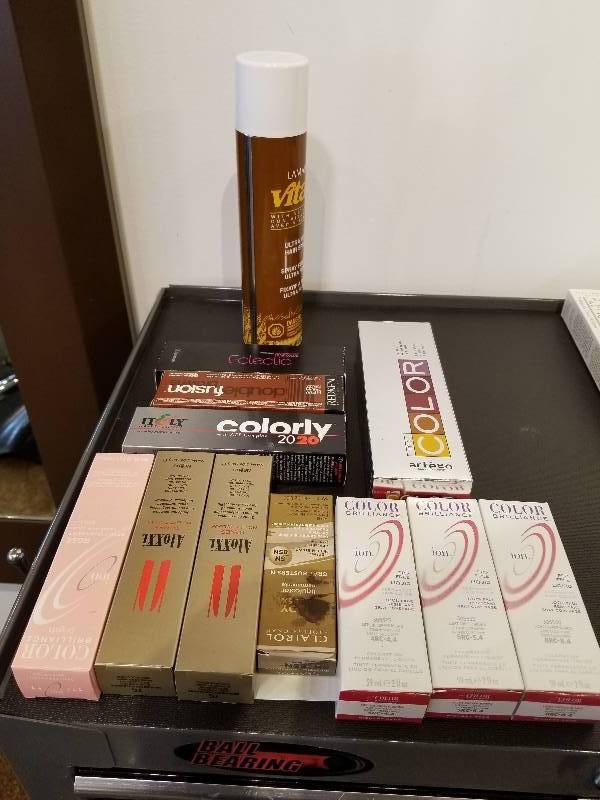lot 389 image: Lot of (14) Hair Care - Lamaur Vitae Hair Spray, Framesi Framcolor Eclectic, Redken Double Fusion Browns, Italy Hair Fashions Colorly 2020, Color Brillance 4RC5RC8RC,  And More