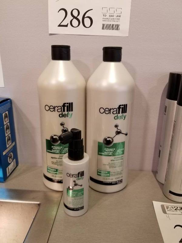 lot 286 image: Lot of (3) Redken Cerafill Defy Shampoo, Conditioner, Scalp Energizer Treatment