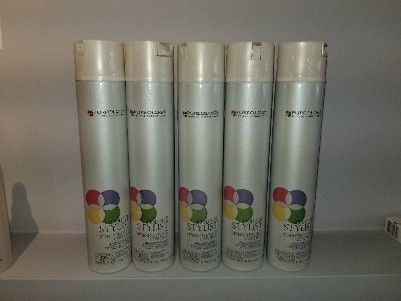 lot 371 image: Lot of (5) Pureology Colour Stylist Strengthening Control Hairspray